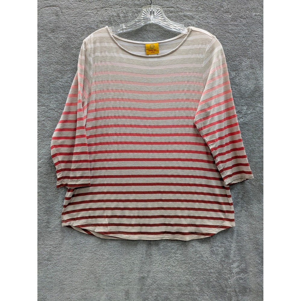 Striped Ombre Knit Top Womens Petite Medium 3/4 Sleeve Everyday Comfort‎ Casual